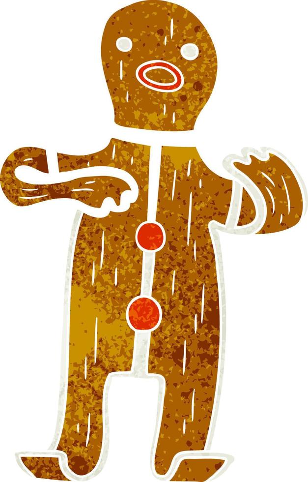 retro cartoon doodle of a gingerbread man vector
