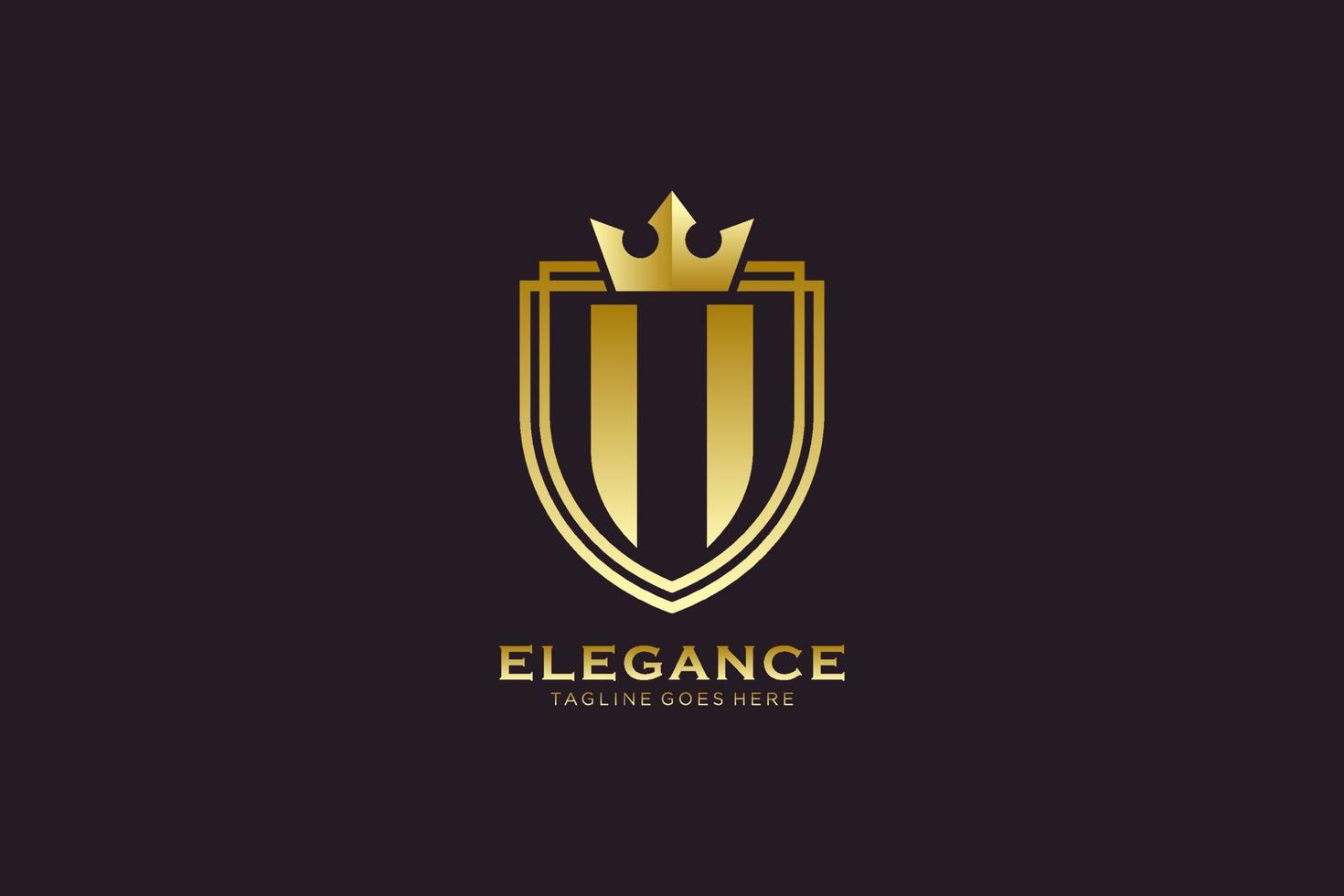 logotipo de monograma de lujo inicial ii elegante o plantilla de placa con pergaminos y corona real - perfecto para proyectos de marca de lujo vector