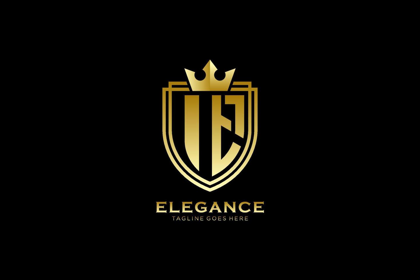 initial IT elegant luxury monogram logo or badge template with scrolls and royal crown - perfect for luxurious branding projects vector