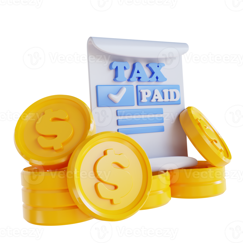 3D illustration pile of money and tax payments png