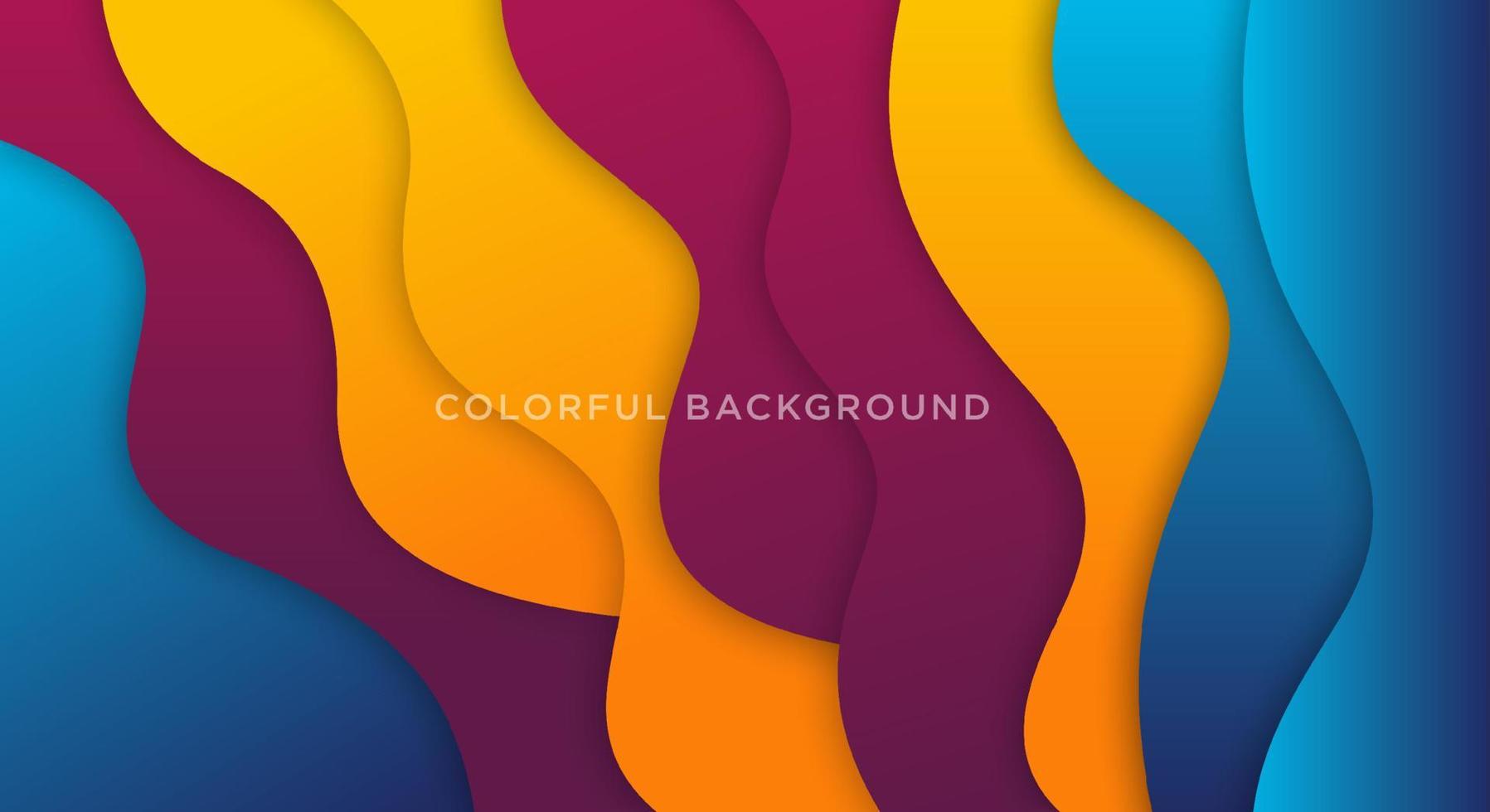 Dynamic textured geometric element. Purple, orange, yellow and blue fluid color background. vector