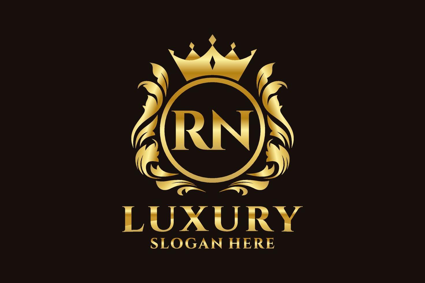 Initial RN Letter Royal Luxury Logo template in vector art for luxurious branding projects and other vector illustration.