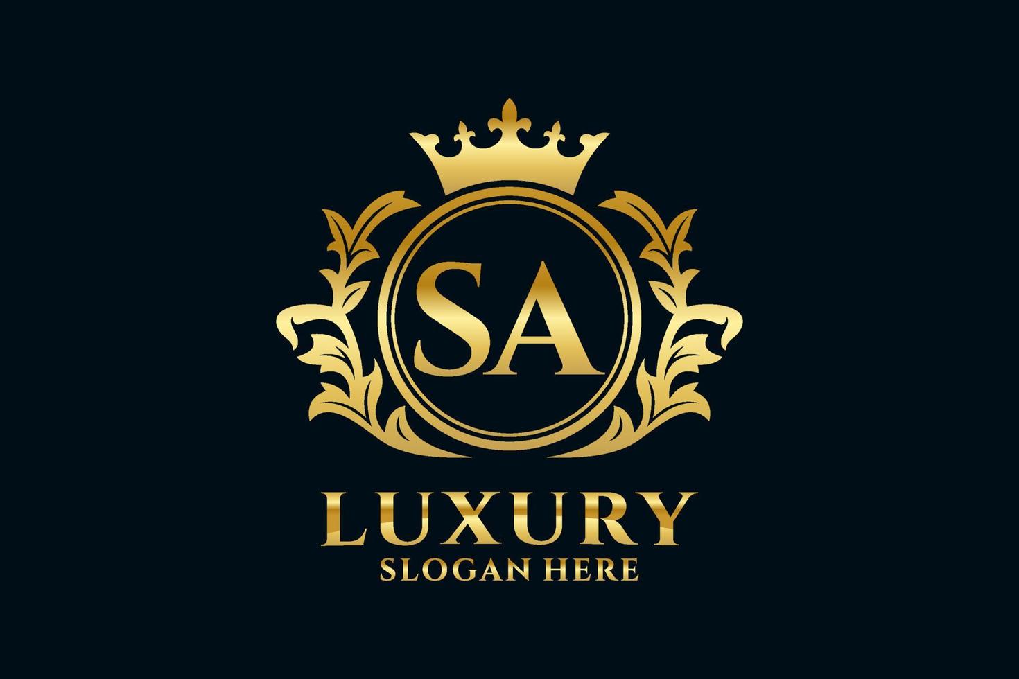 Initial SA Letter Royal Luxury Logo template in vector art for luxurious branding projects and other vector illustration.