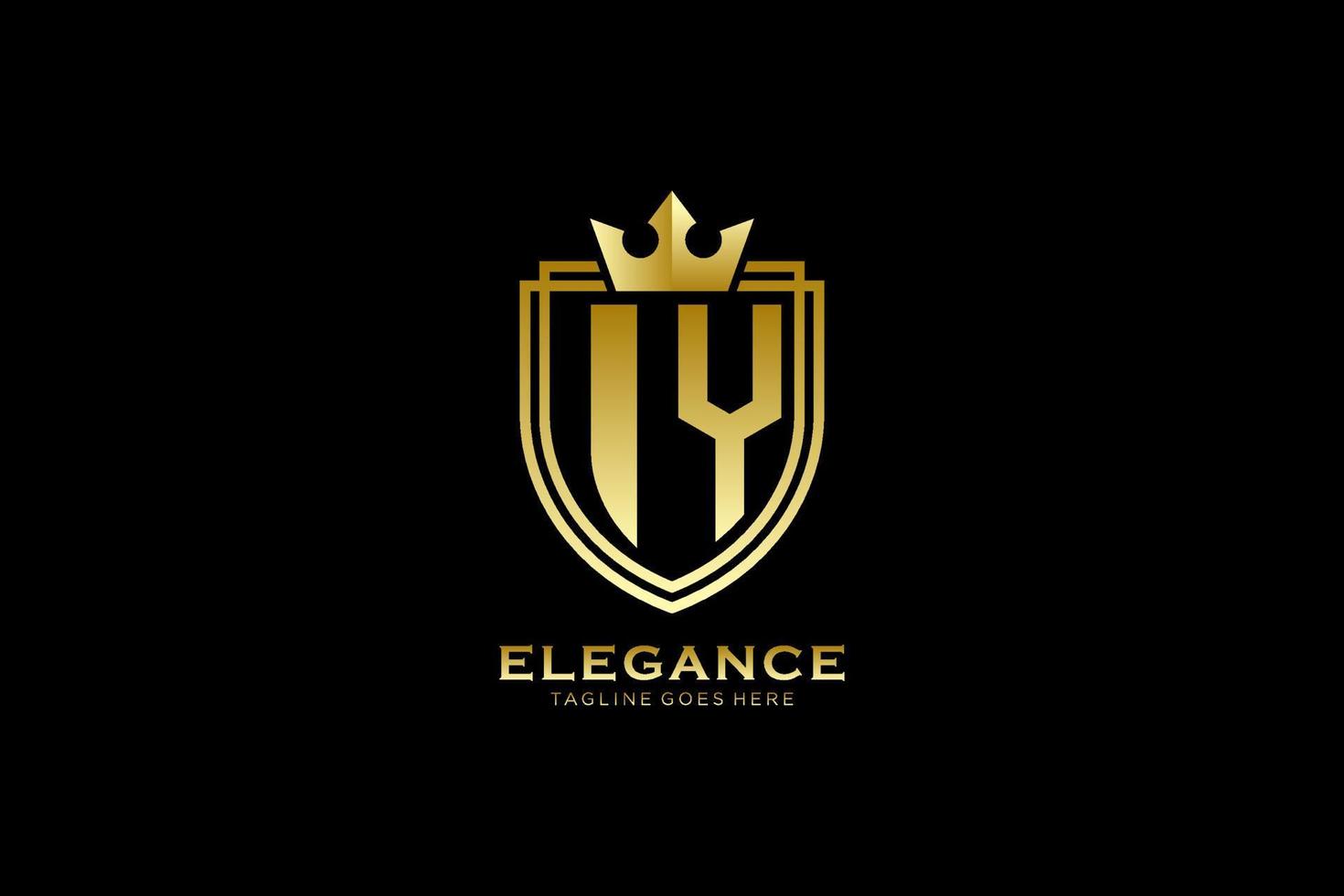 logotipo de monograma de lujo inicial iy elegante o plantilla de insignia con pergaminos y corona real - perfecto para proyectos de marca de lujo vector