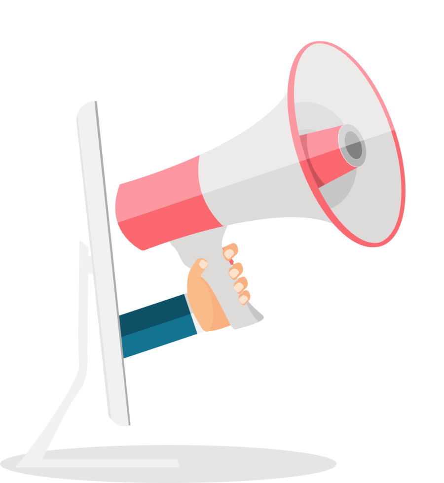 Hand with Megaphone and Computer png