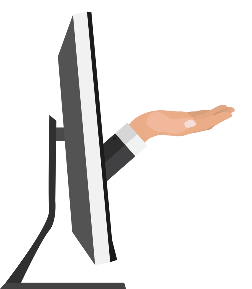 Hand mit Computermonitor png