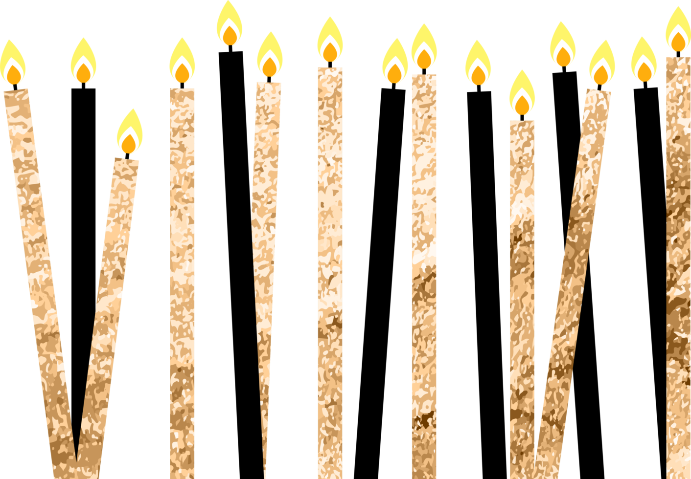 Black and Golden Birthday Party Candles png
