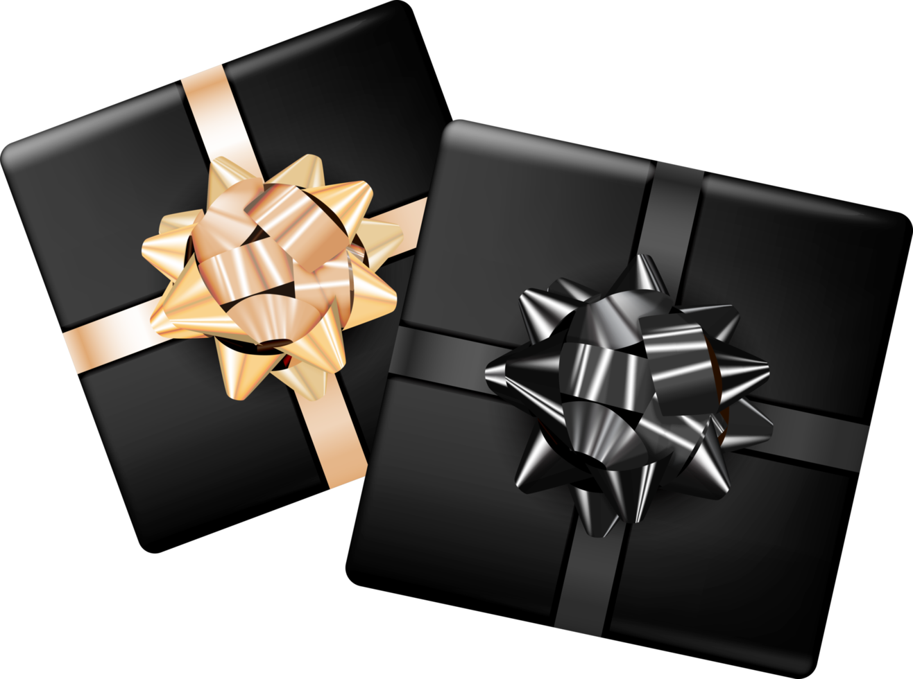 Black Gift Boxes with Bow png