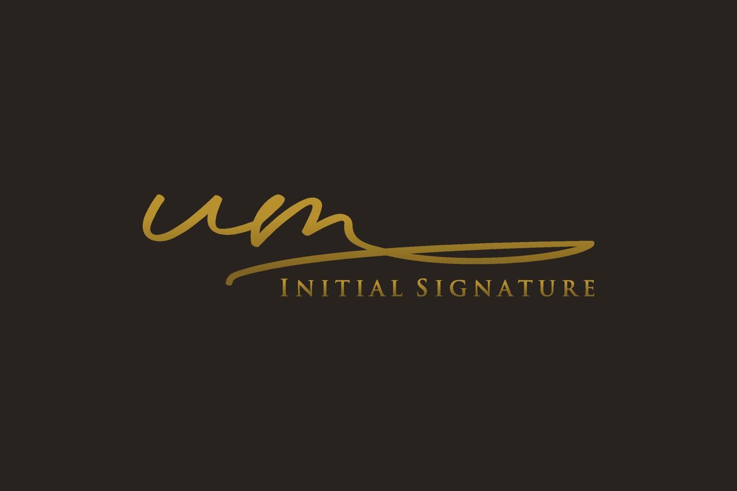 Initial UM Letter Signature Logo Template elegant design logo. Hand drawn Calligraphy lettering Vector illustration.