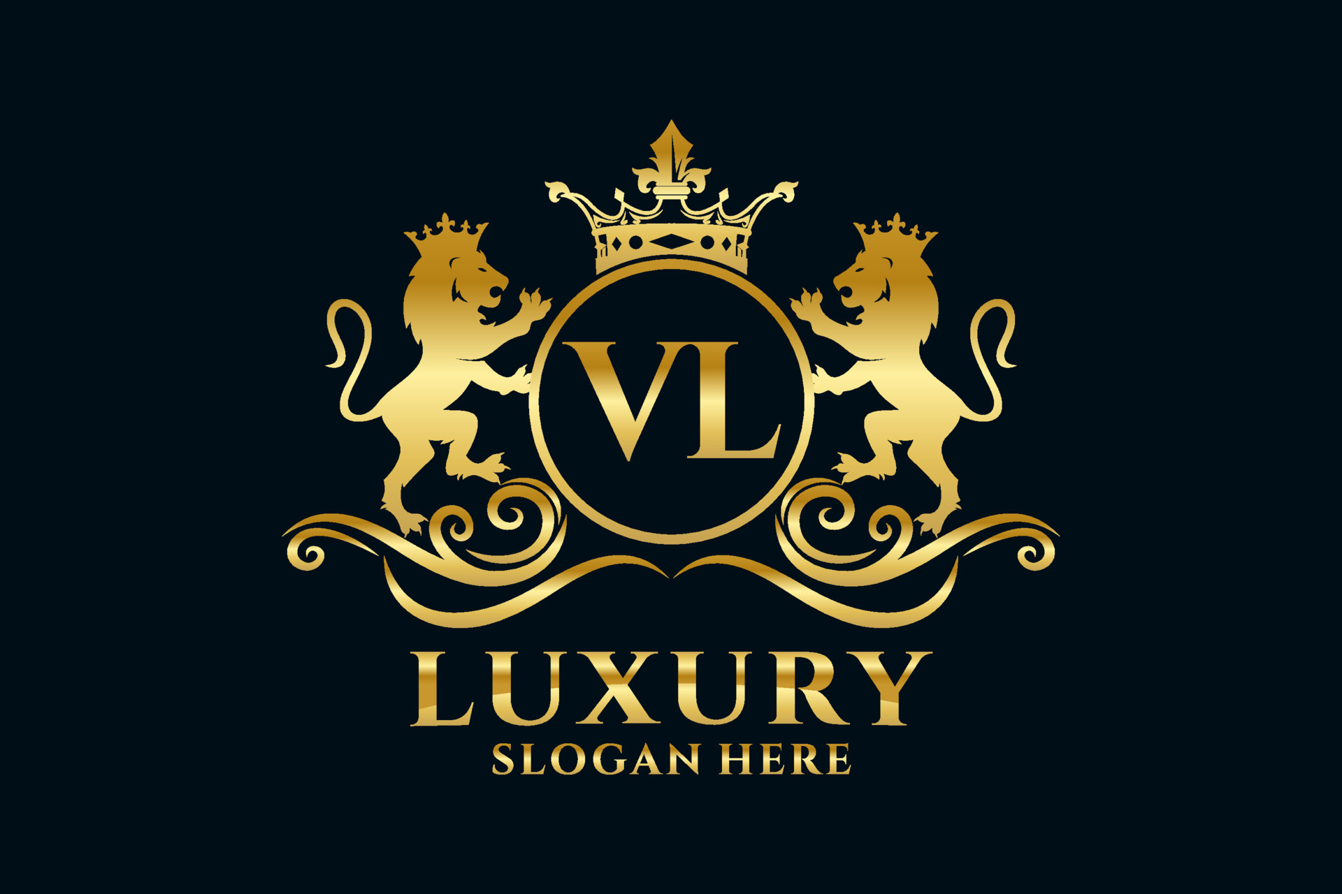 Initial vl letter luxury logo design Royalty Free Vector