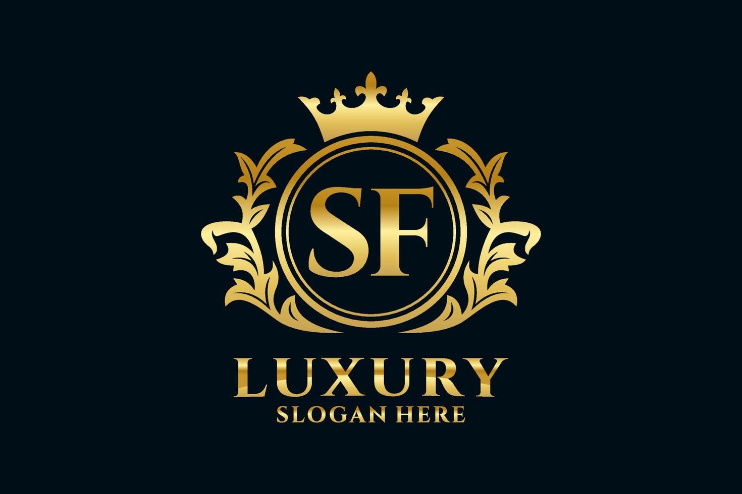 Initial SF Letter Royal Luxury Logo template in vector art for luxurious branding projects and other vector illustration.