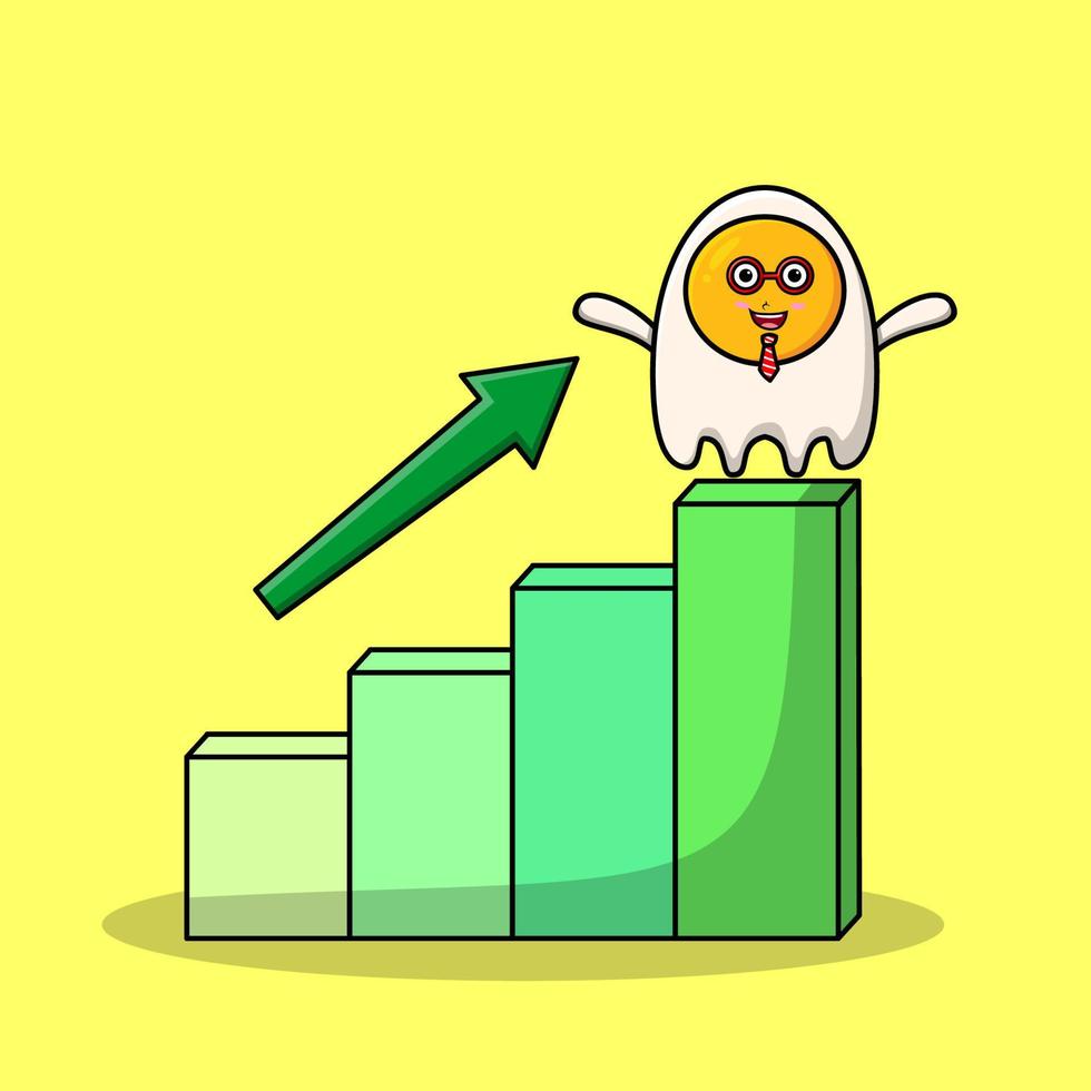 fried eggs cute businessman with a deflation chart vector