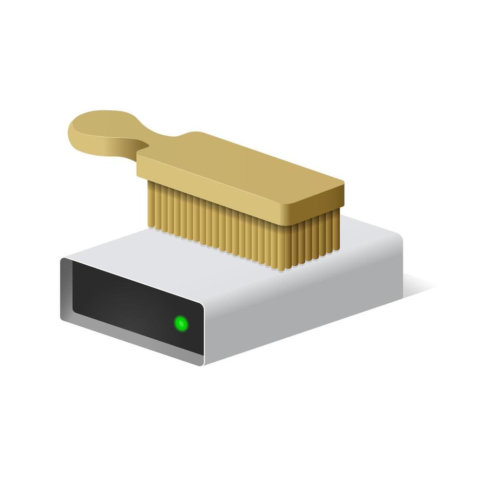 Volumetric hard disc or disc drive with cleaning brush vector
