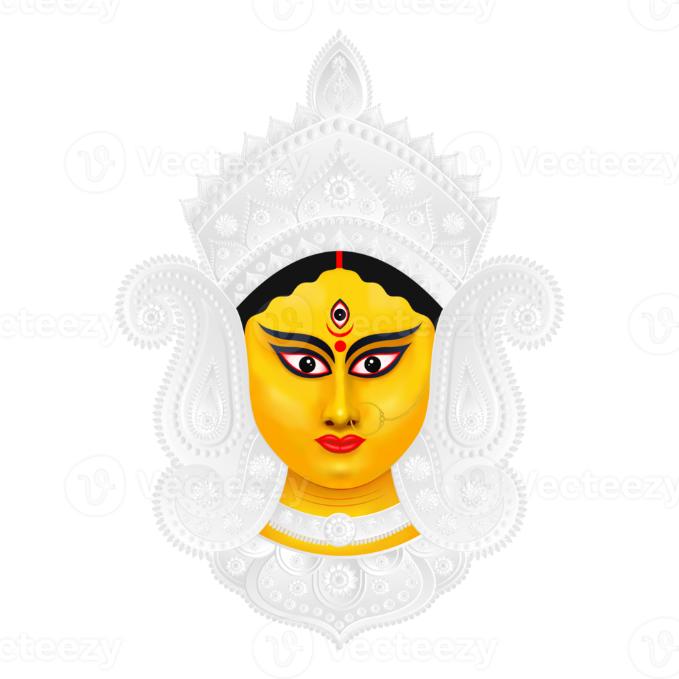 Happy Durga Puja illustrations. Durga Face. Happy Navratri png