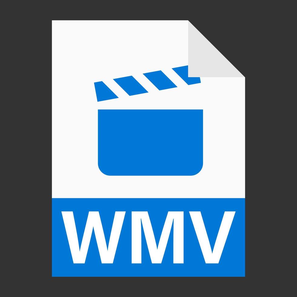 Modern flat design of WMV illustration file icon for web vector