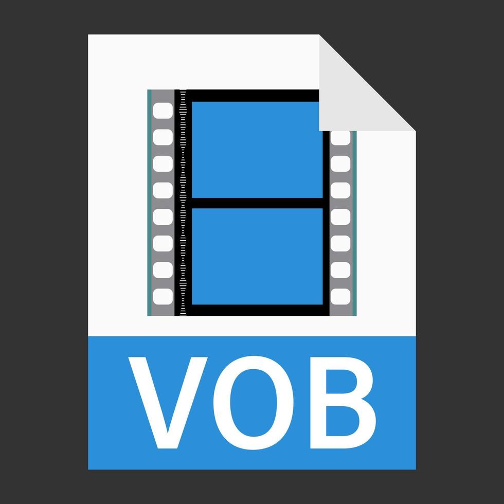 diseño plano moderno del icono de archivo de ilustración vob para web vector