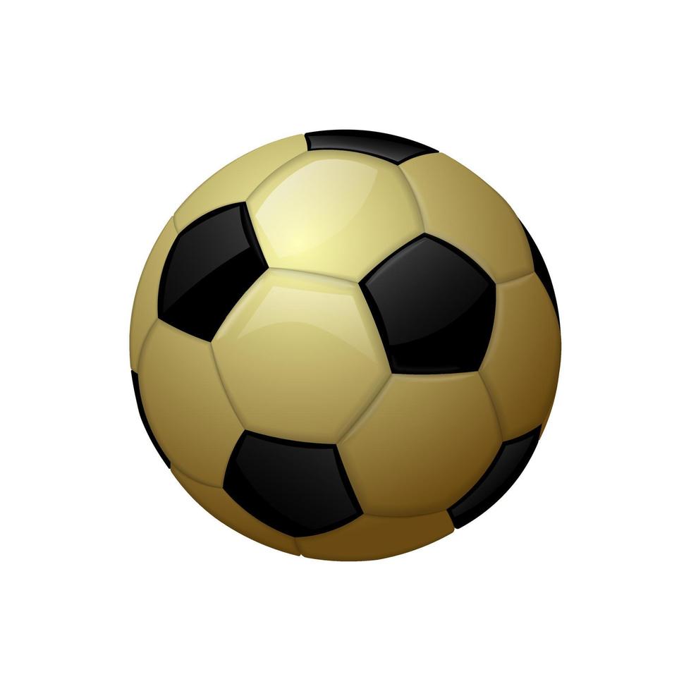 Golden football or soccer ball Sport equipment icon vector