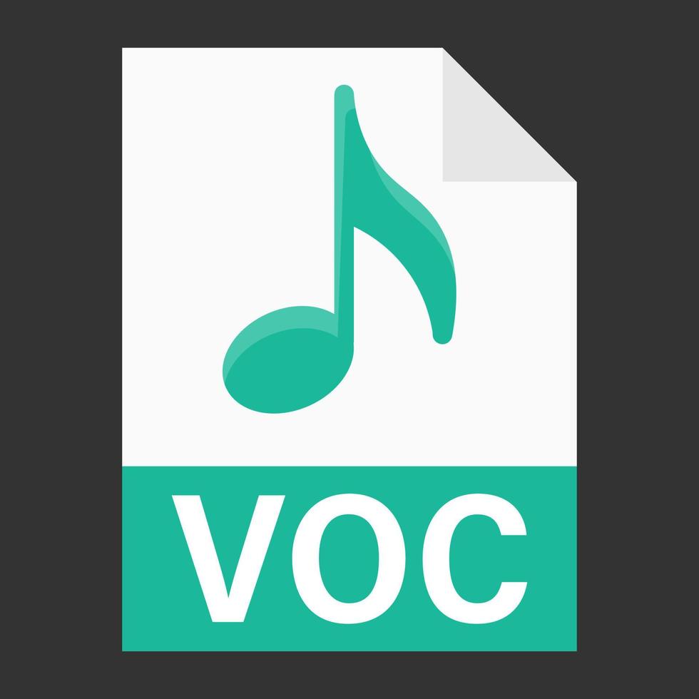 diseño plano moderno del icono de archivo voc para web vector