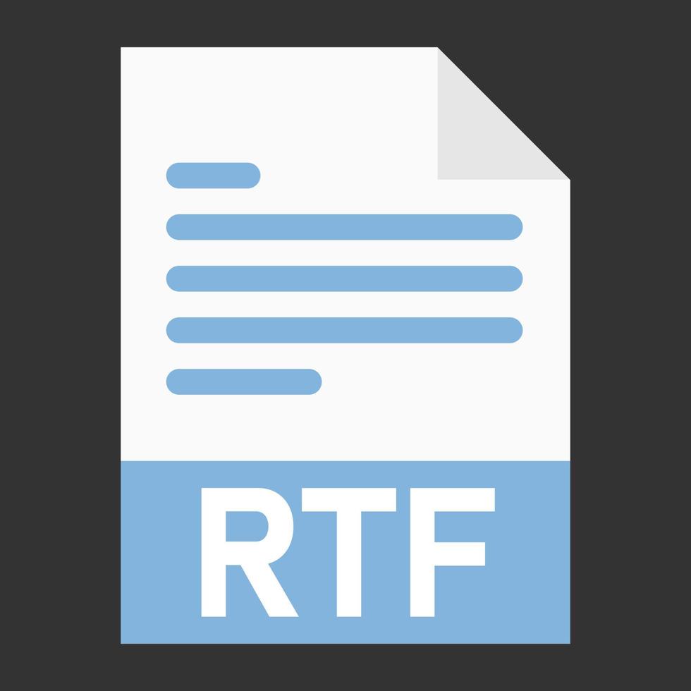 diseño plano moderno del icono de archivo rtf para web vector