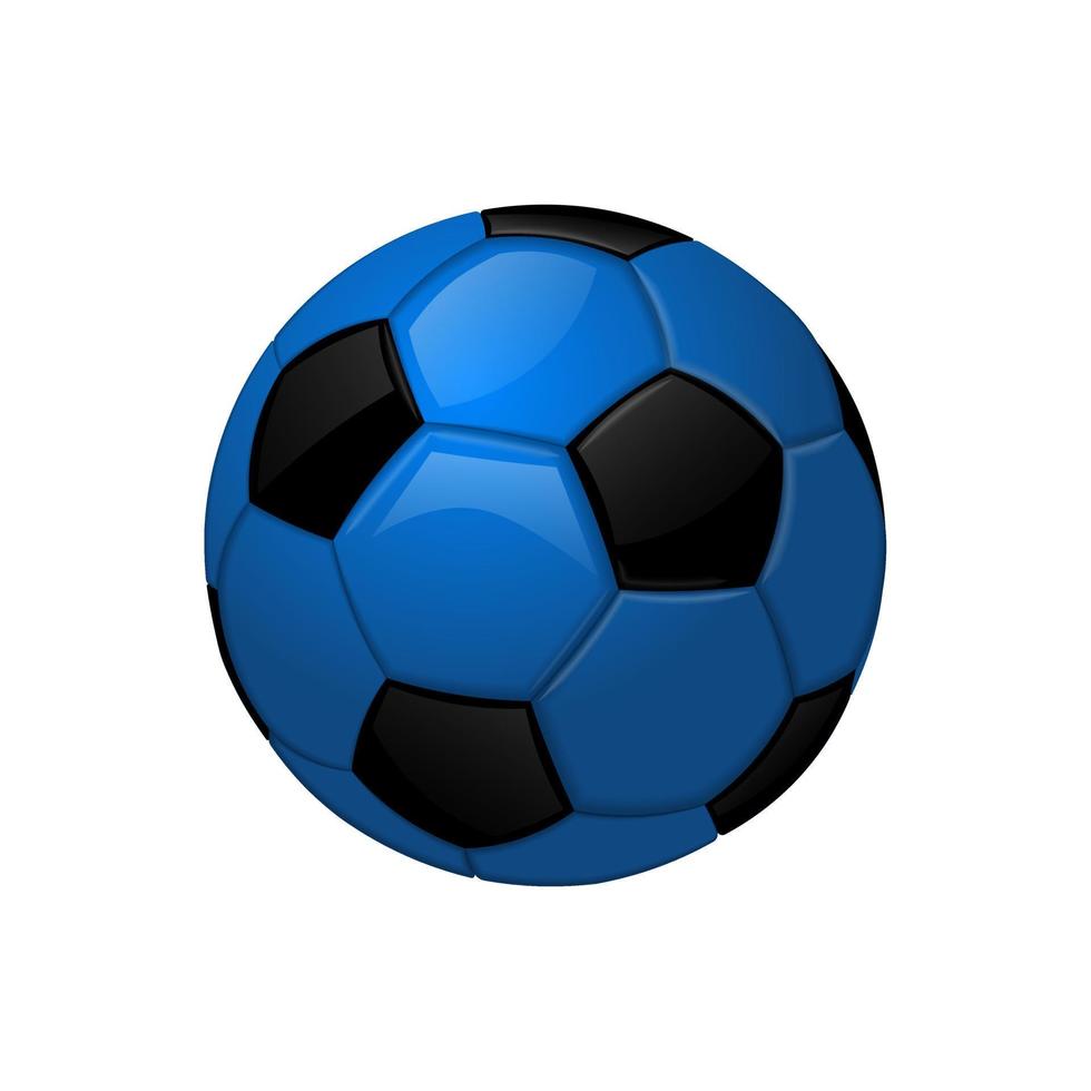 Blue football or soccer ball Sport equipment icon vector