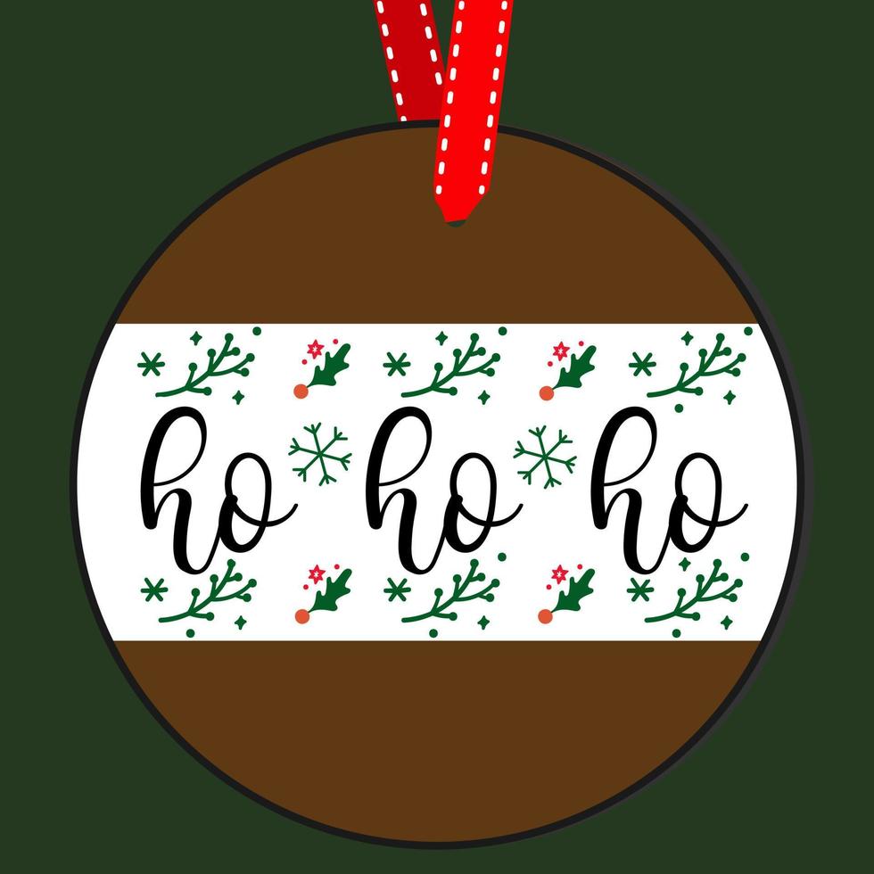 ho ho ho Round Christmas Sign. Christmas Greeting designs. Door hanger vector quote sayings. Hand drawing vector illustration. Christmas tree Decoration.