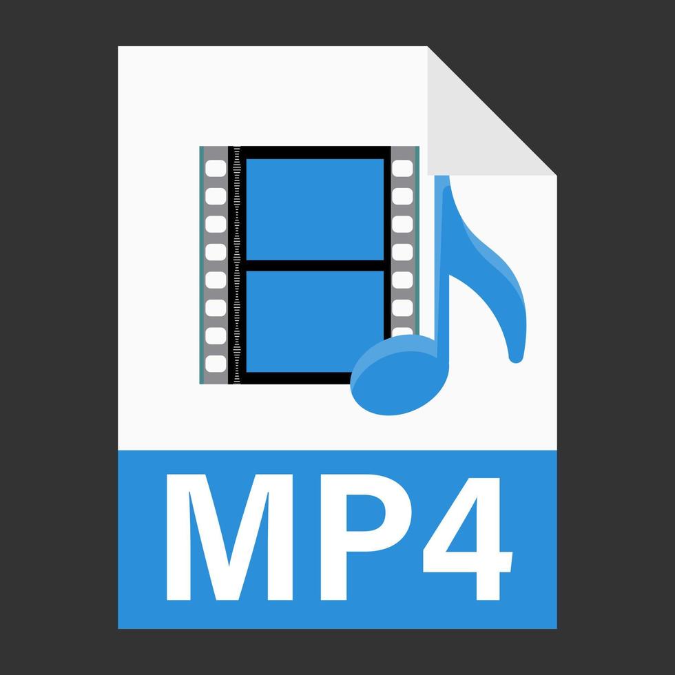 diseño plano moderno del icono de archivo de ilustración mp4 para web vector
