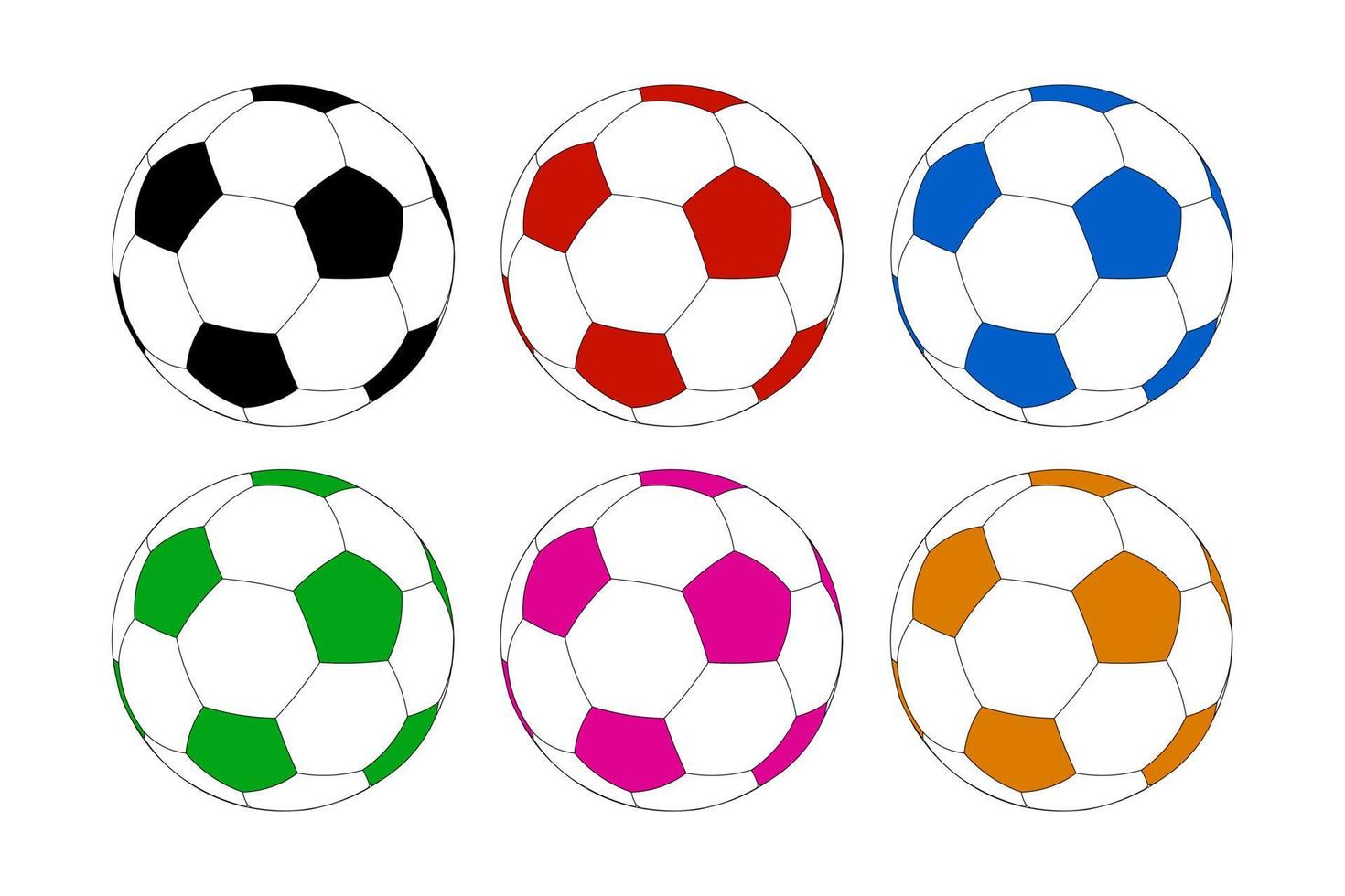 Set of football or soccer balls Sport equipment icon vector