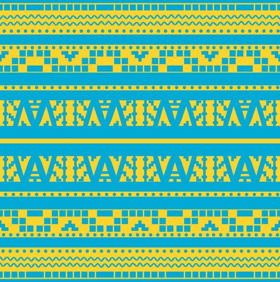 Geometric Seamless Pattern with yellow and blue color.  Ethnic Textile Design in Ikat, Boho, Aztec, Folk, Motif, Gypsy, Arabic, Indian Style,  Batak, Tribal Style. vector