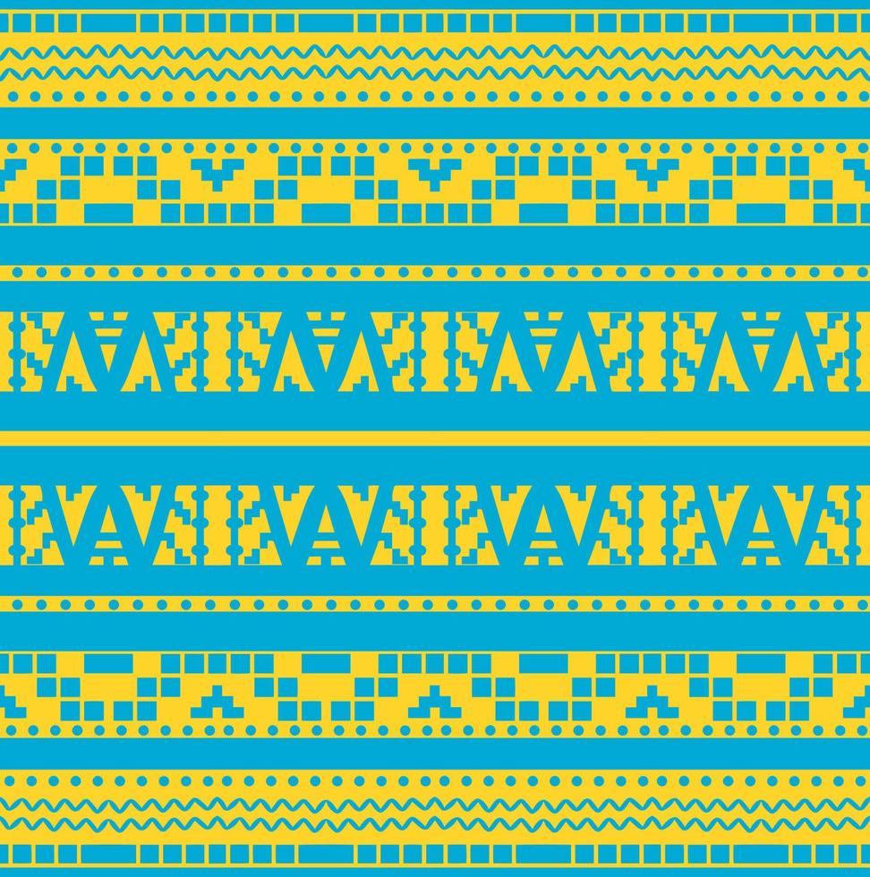 patrón geométrico sin costuras con color amarillo y azul. diseño textil étnico en ikat, boho, azteca, folk, motivo, gitano, árabe, estilo indio, batak, estilo tribal. vector