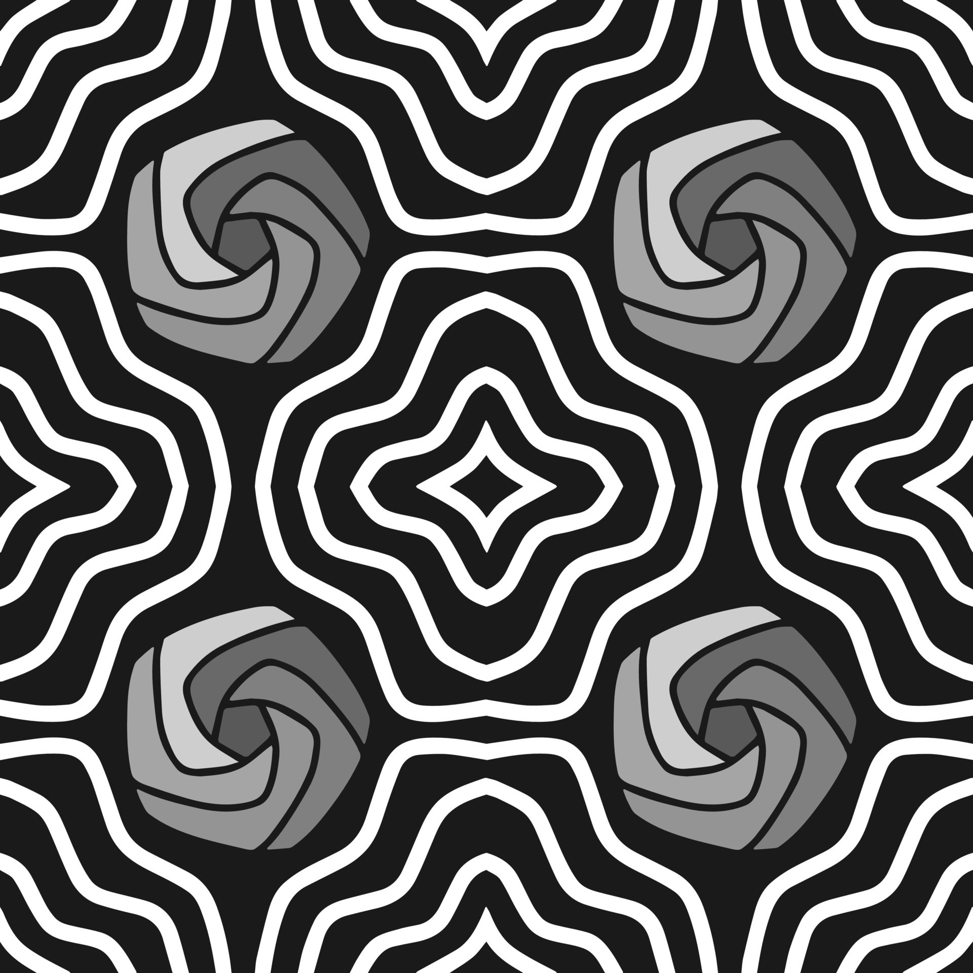 Black and White Spiral Seamless background. Geometrical Pattern design