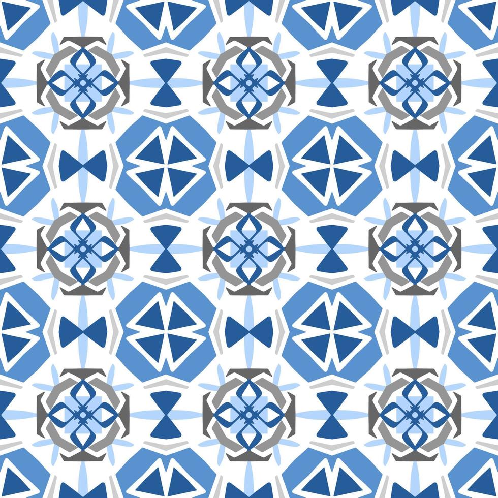 Abstract seamless background. Blue geometrical Pattern design in Aztec symbols, Ethnic Style. Blue embroidered, ideal for men shirt, male fashion, tote, bag, Wallpaper, backdrop. vector