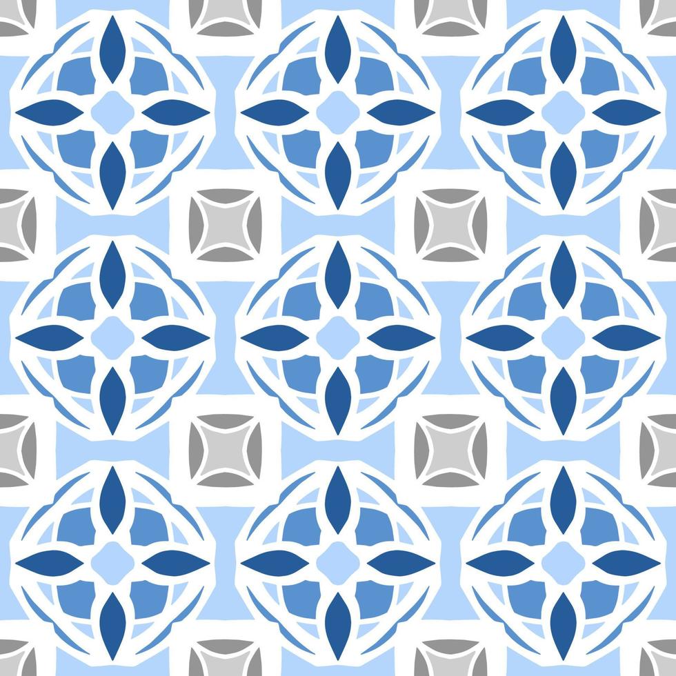 Abstract seamless background. Blue geometrical Pattern design in Aztec symbols, Ethnic Style. Blue embroidered, ideal for men shirt, male fashion, tote, bag, Wallpaper, backdrop. vector