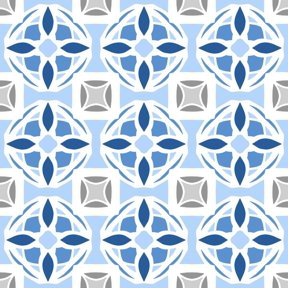 Abstract seamless background. Blue geometrical Pattern design in Aztec symbols, Ethnic Style. Blue embroidered, ideal for men shirt, male fashion, tote, bag, Wallpaper, backdrop. vector