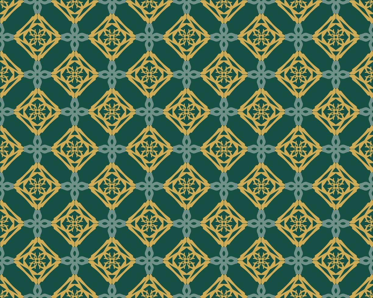 Elegant Green Geometric Seamless Pattern with Tribal Shape. Pattern designed in Ikat, Aztec, Moroccan, Thai, Luxury Arabic Style. Ideal for Fabric Garment, Ceramics, Wallpaper. Vector Illustration.