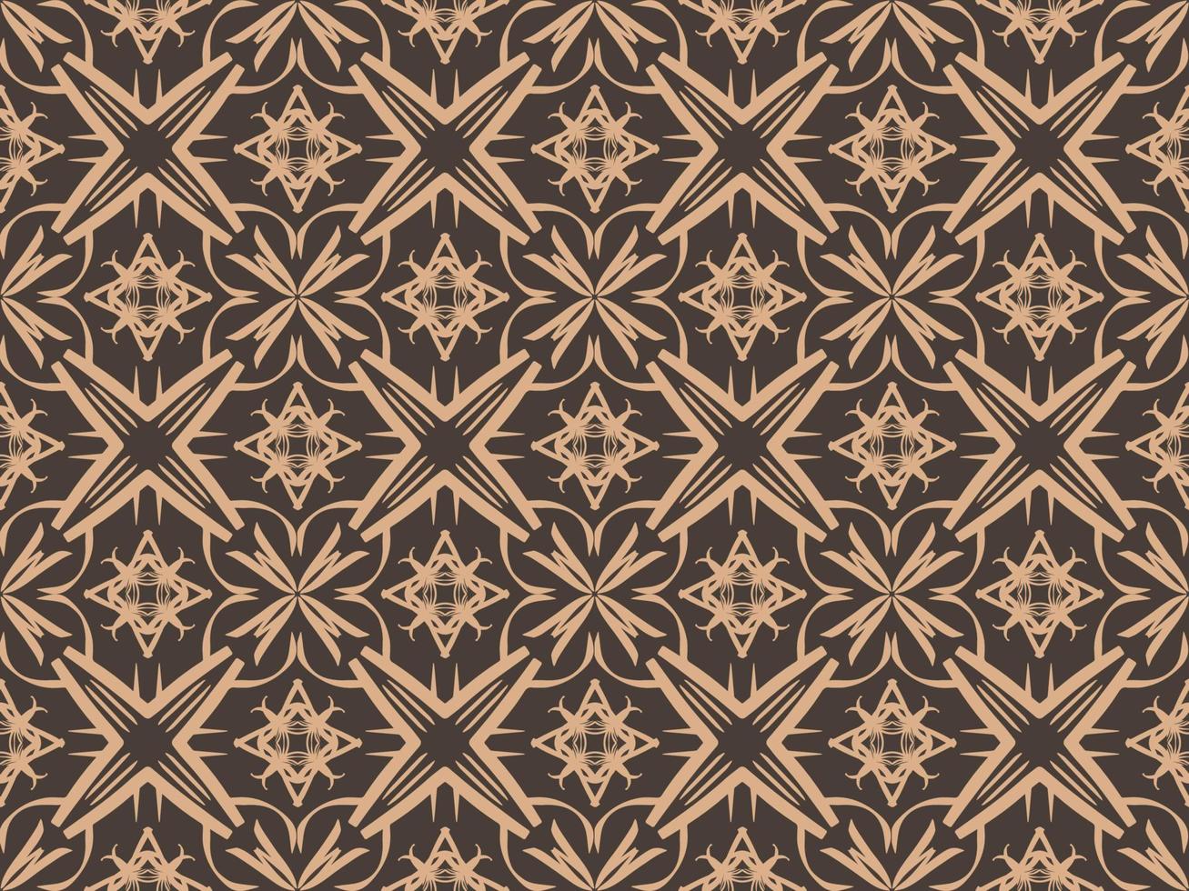 Symmetry Seamless Pattern. Beige and brown color. Luxury Style. Ideal for Fabric Garment, Ceramics, Wallpaper. Vector Illustration.