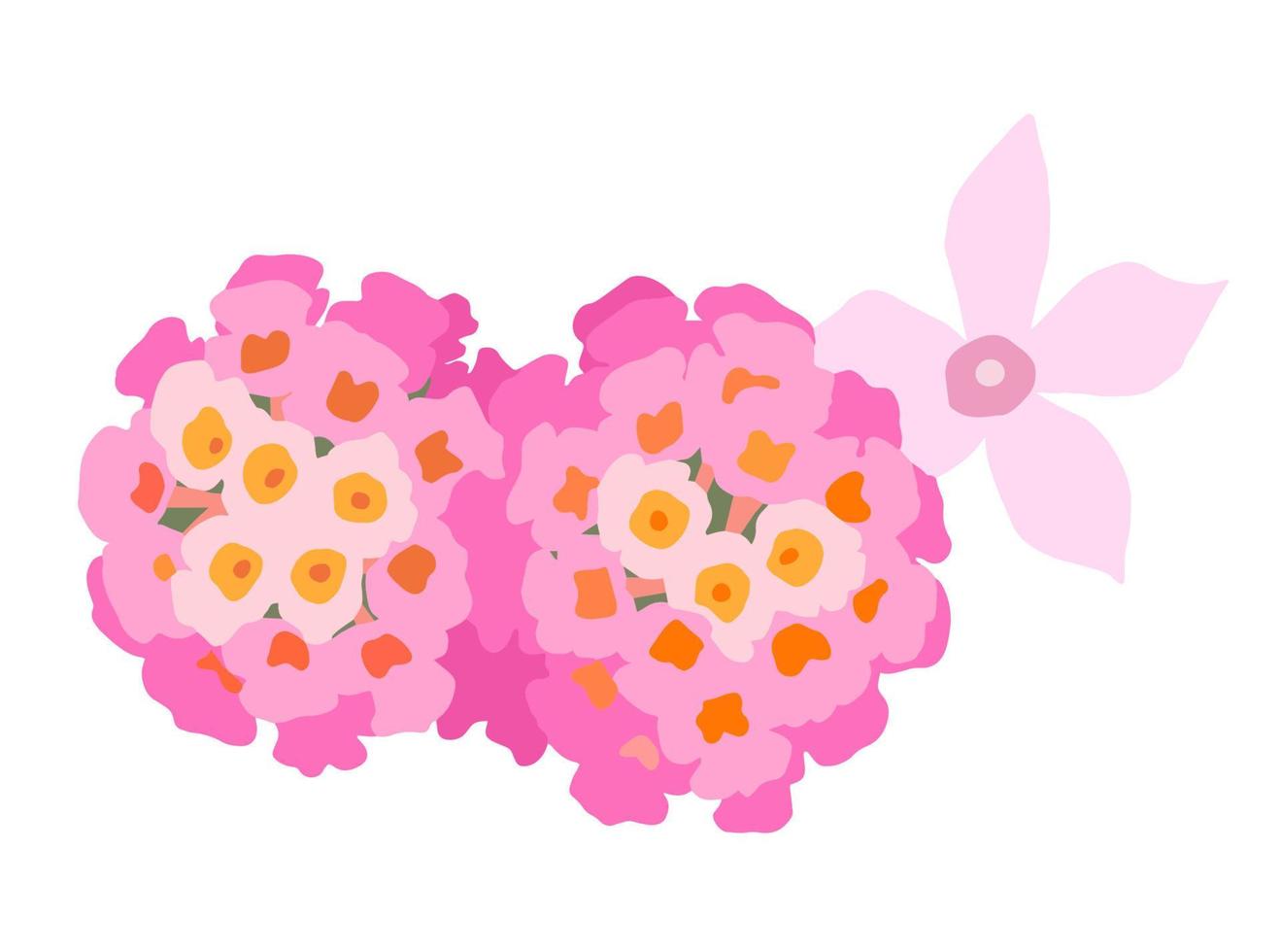 Romantic cute Pink Flowers Drawing Vector. vector