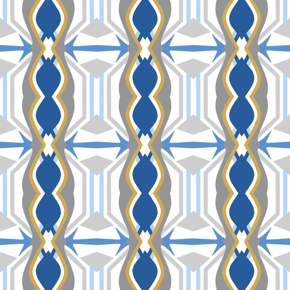 Abstract seamless background. Blue geometrical Pattern design in Aztec symbols, Ethnic Style. Blue embroidered, ideal for men shirt, male fashion, tote, bag, Wallpaper, backdrop. vector