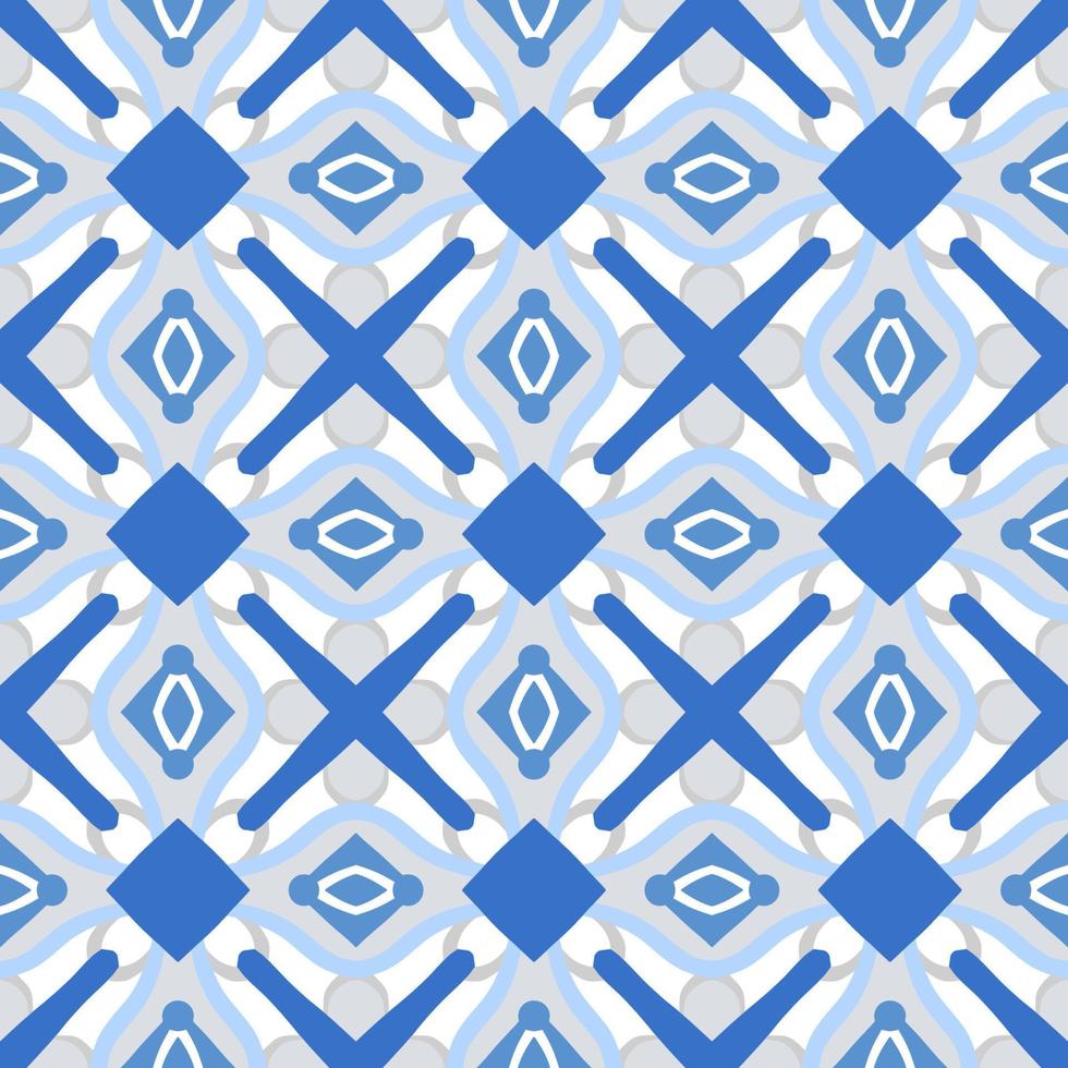 Abstract seamless background. Blue geometrical Pattern design in Aztec symbols, Ethnic Style. Blue embroidered, ideal for men shirt, male fashion, tote, bag, Wallpaper, backdrop. vector