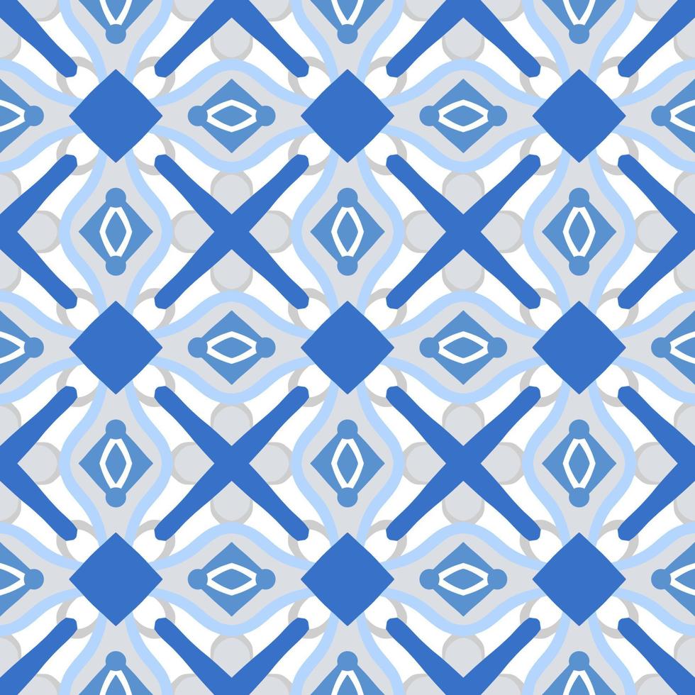 Abstract seamless background. Blue geometrical Pattern design in Aztec symbols, Ethnic Style. Blue embroidered, ideal for men shirt, male fashion, tote, bag, Wallpaper, backdrop. vector