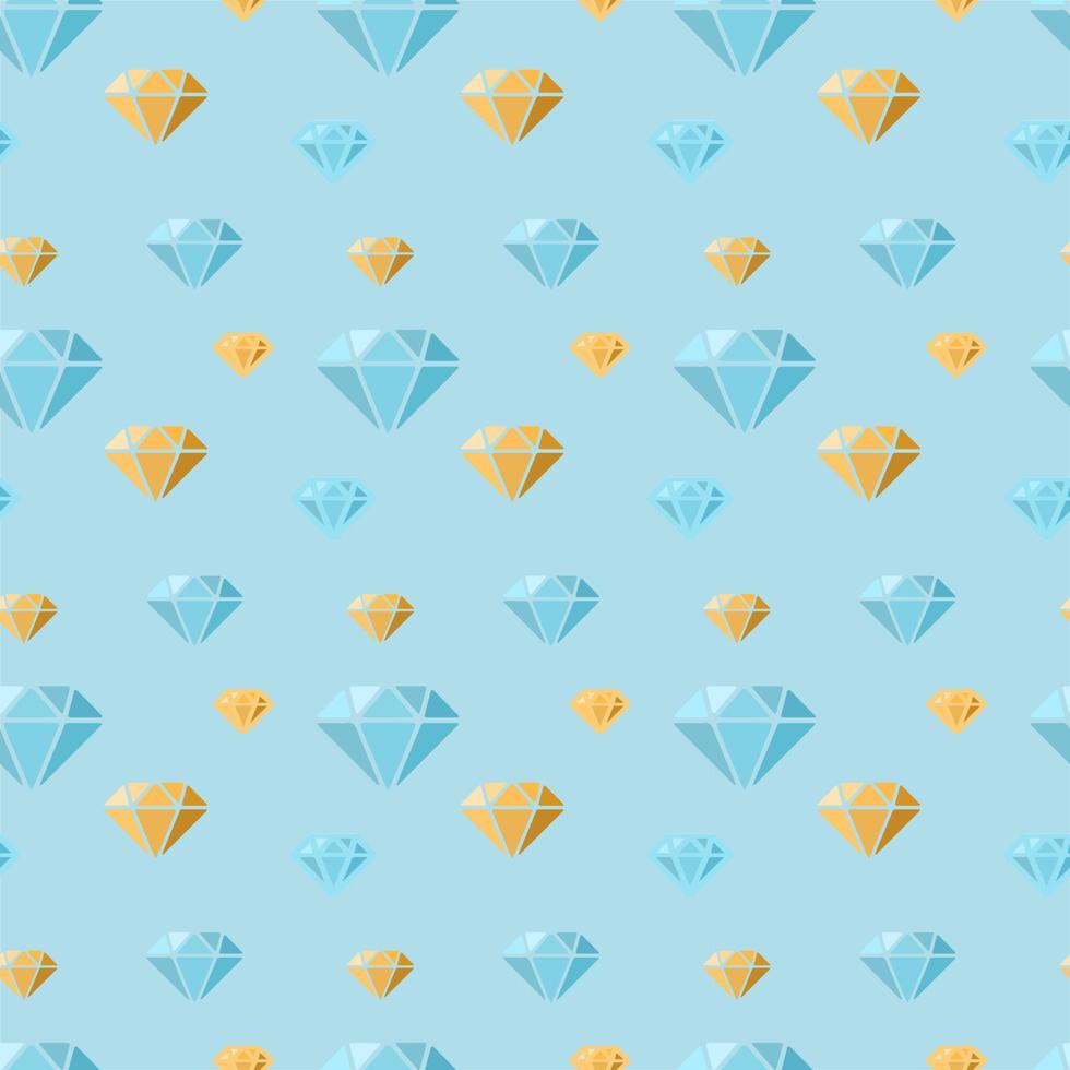 Patrón transparente de diamante azul y amarillo, fondo geométrico de joyería vector