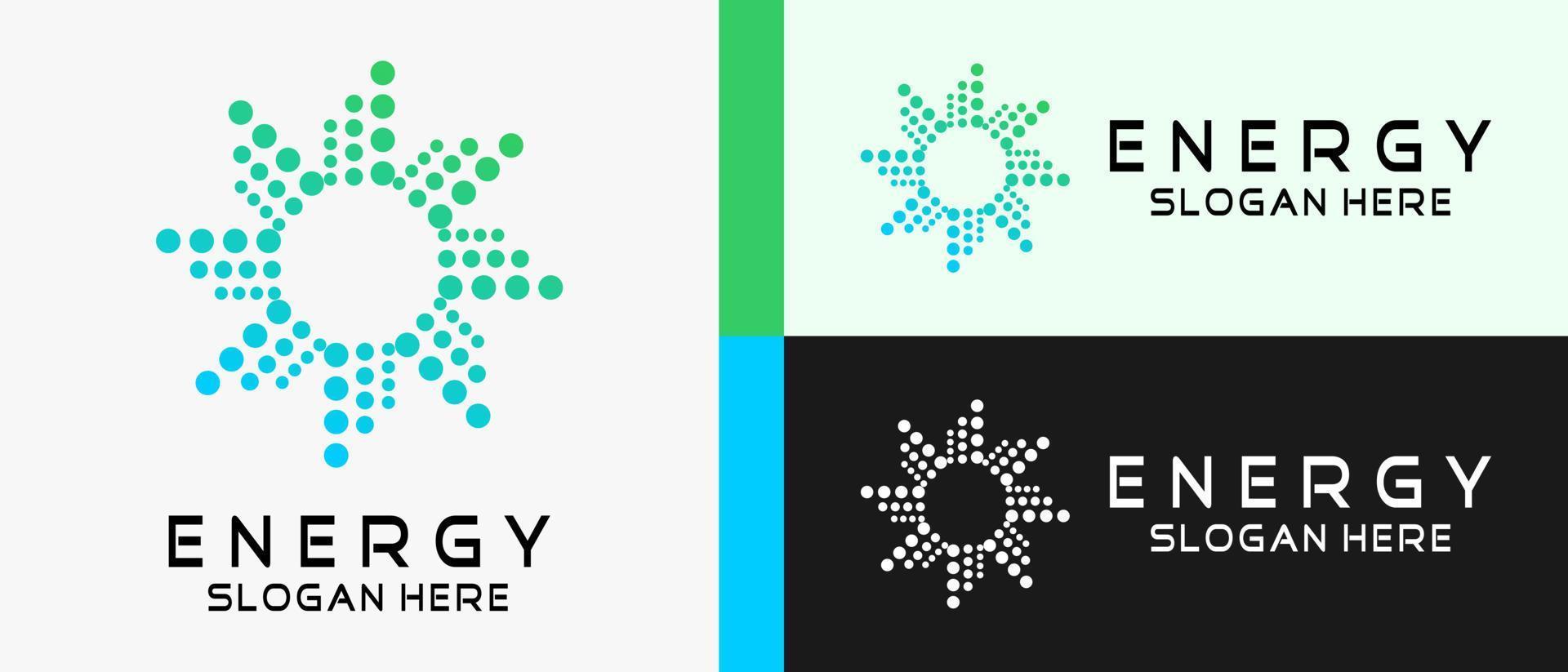 energy logo design template with rotating point element concept. premium vector logo illustration
