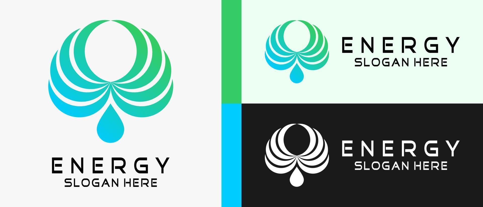 plantilla de diseño de logotipo de energía con alas y concepto de elemento de gotas de agua. ilustración de logotipo de vector premium