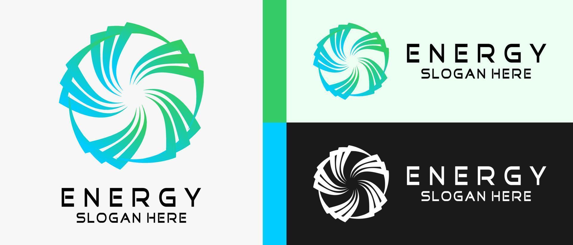 plantilla de diseño de logotipo de energía con concepto abstracto creativo de arte giratorio en forma de vórtice en un círculo. ilustración de logotipo de vector premium