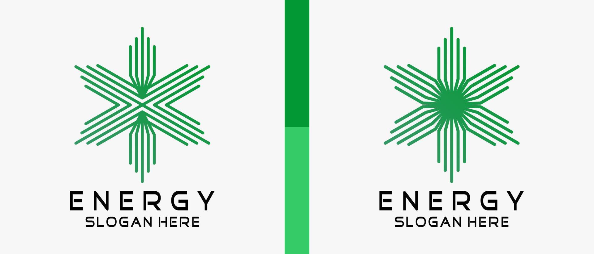 energy logo design with rays shaped line style. premium vector logo illustration