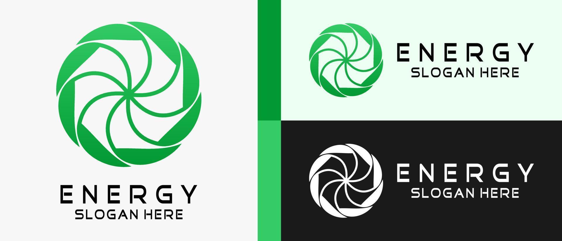 energy logo design template with creative abstract vortex concept. premium vector logo illustration