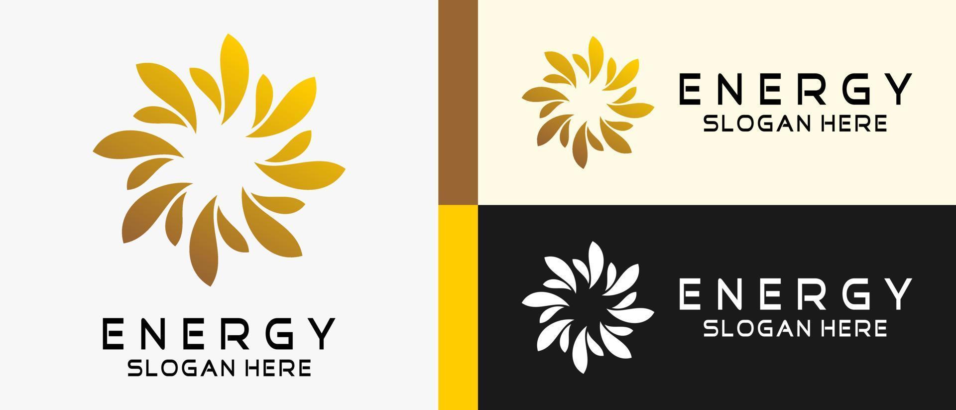 energy logo design template with creative abstract concept in the form of flowers. premium vector logo illustration