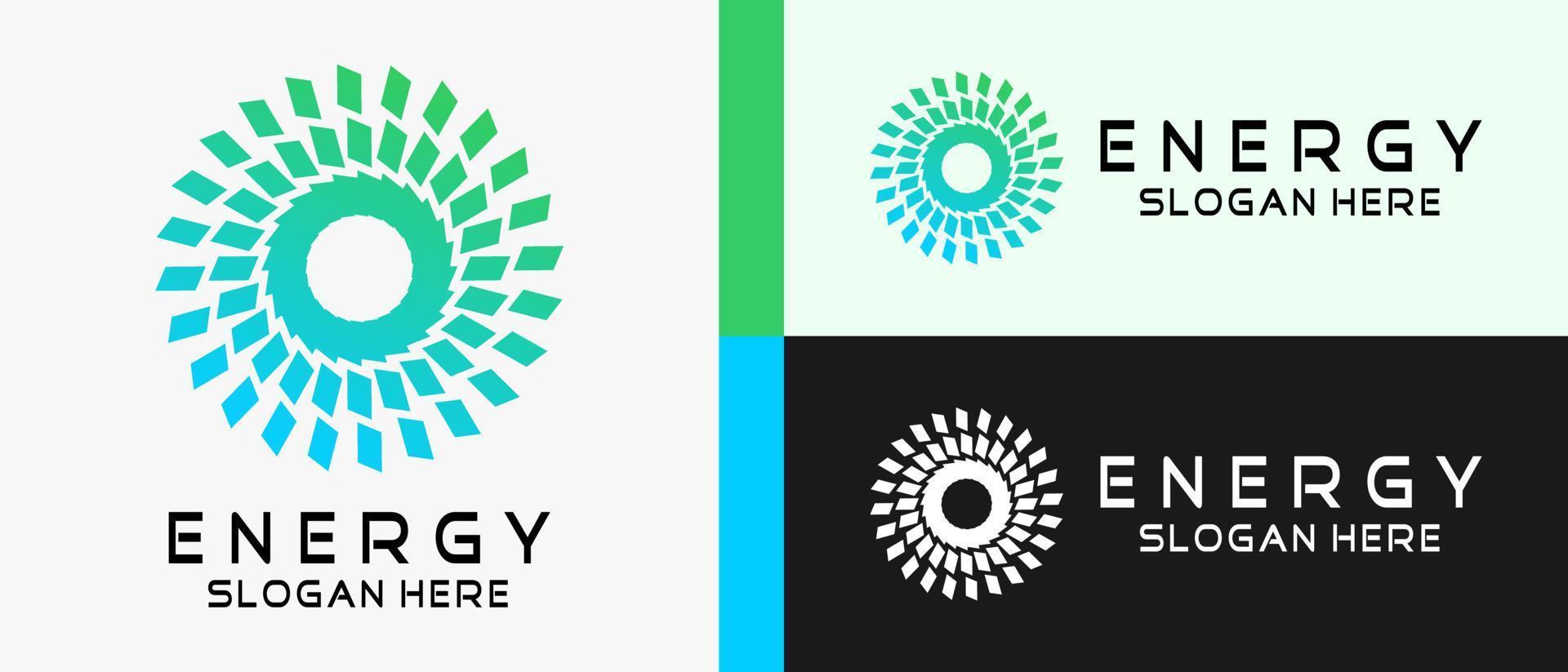 energy logo design template with rotating parallelogram element concept. premium vector logo illustration