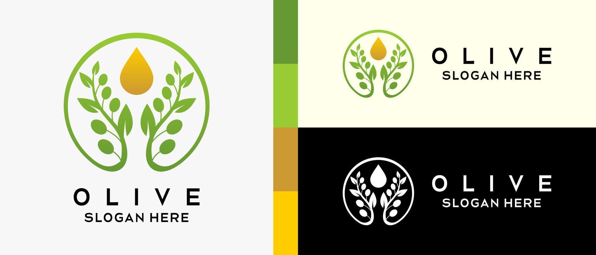 Olive or olive oil logo design with creative concept vector