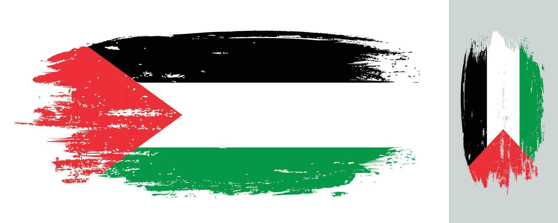 Grunge texture Palestine colorful flag design vector set