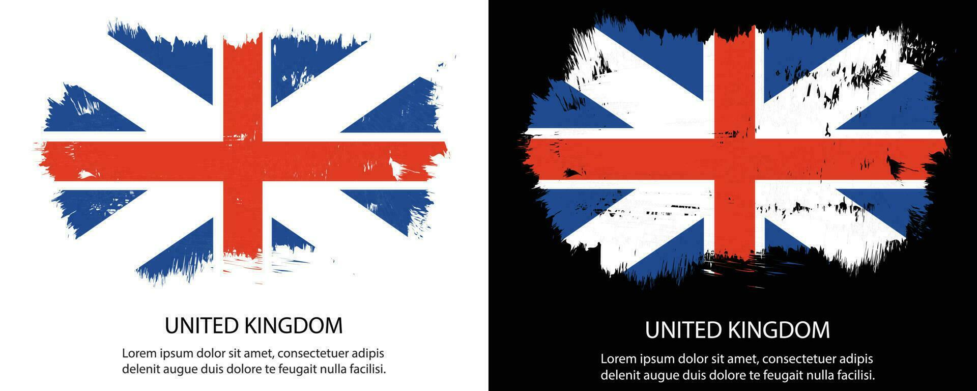 New the United Kingdom faded grunge texture flag design vector set